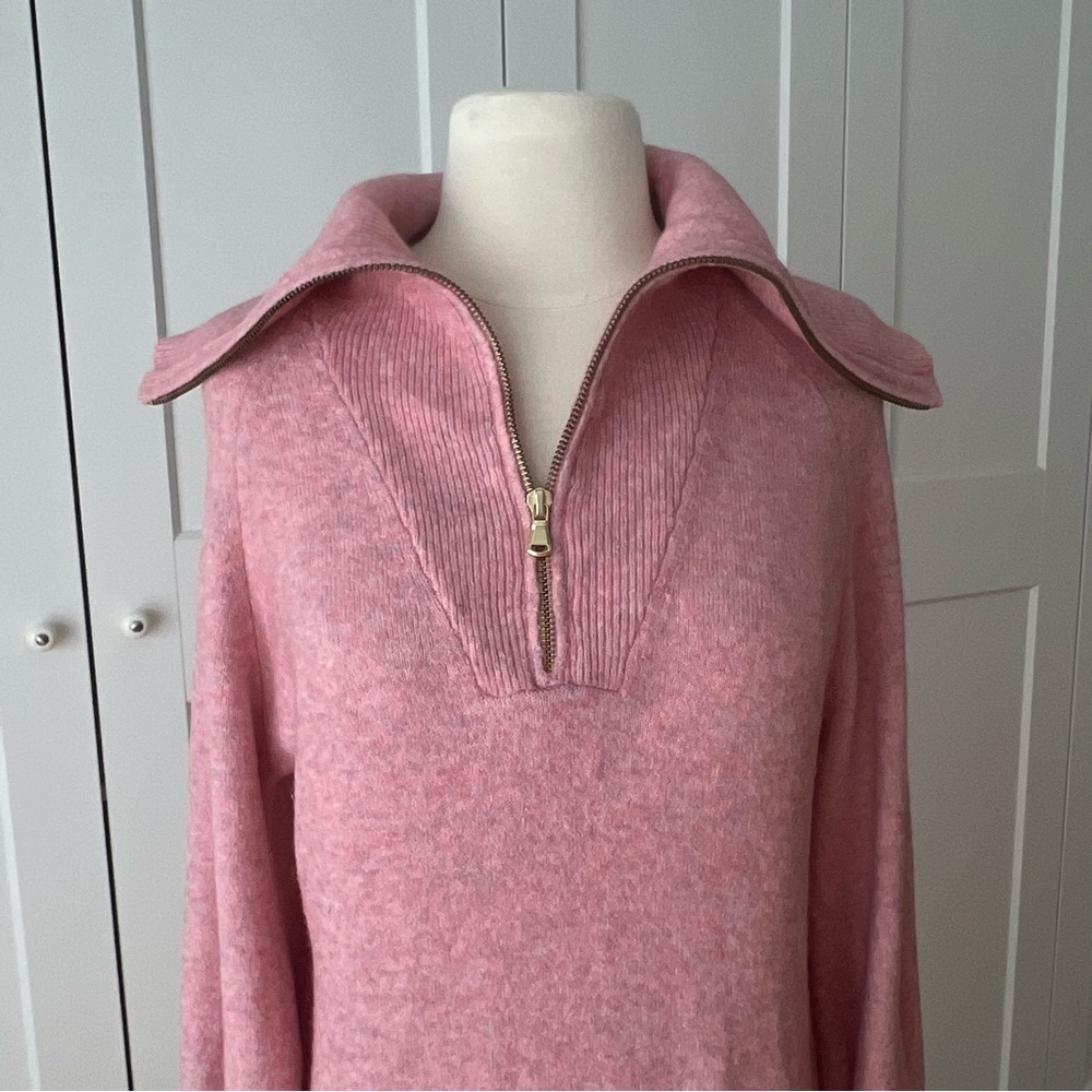 J.Crew Pink Half-Zip Sweater Dress in Super Soft Yarn sz XS - Picture 6 of 15